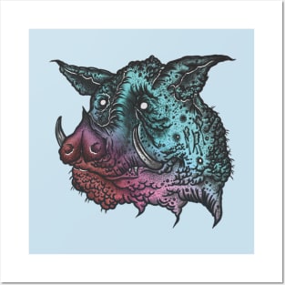 Acid pig head Posters and Art